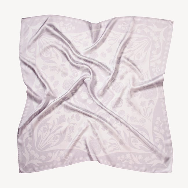 Lancashire Rose Silk Scarf White Pure Silk