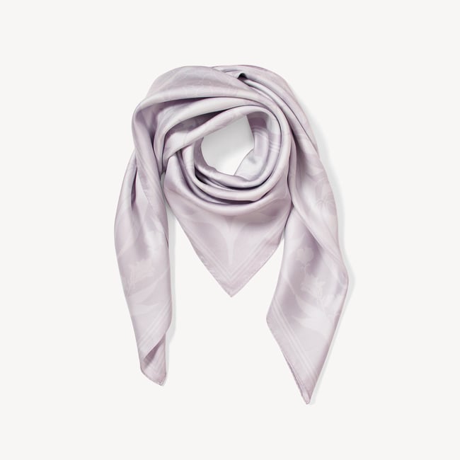 Lancashire Rose Silk Scarf White Pure Silk