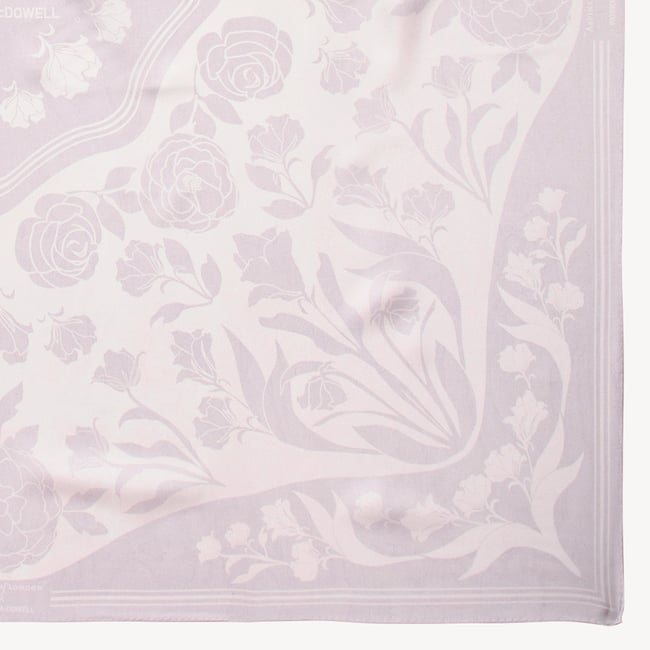 Lancashire Rose Silk Scarf White Pure Silk