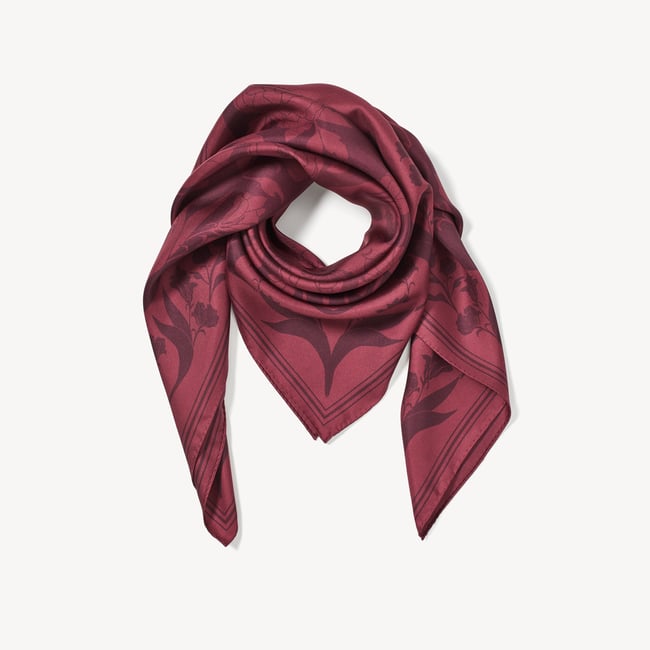Lancashire Rose Silk Scarf Burgundy Pure Silk