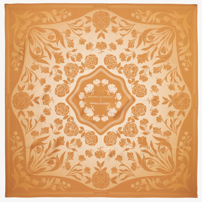 Lancashire Rose Silk Scarf Gold Pure Silk