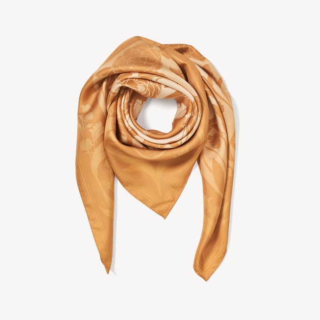 Lancashire Rose Silk Scarf Gold Pure Silk