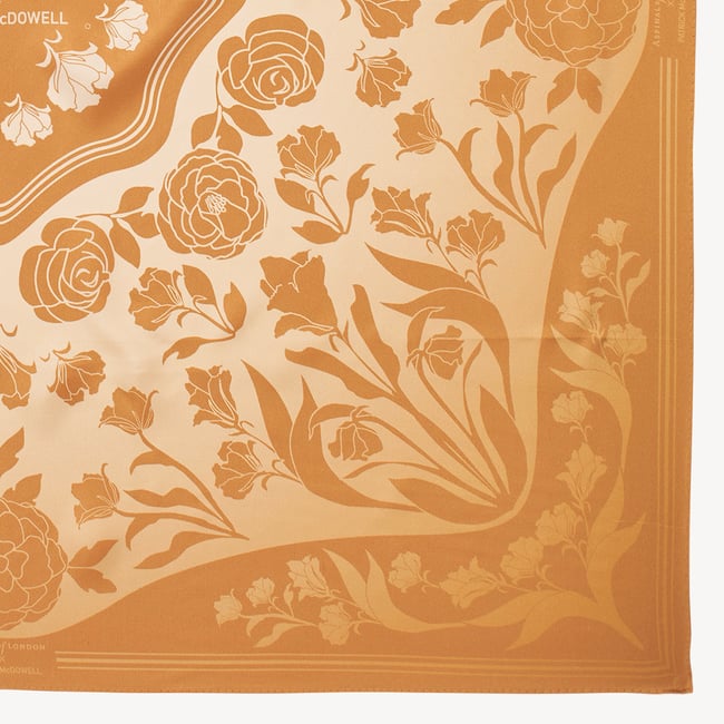 Lancashire Rose Silk Scarf Gold Pure Silk