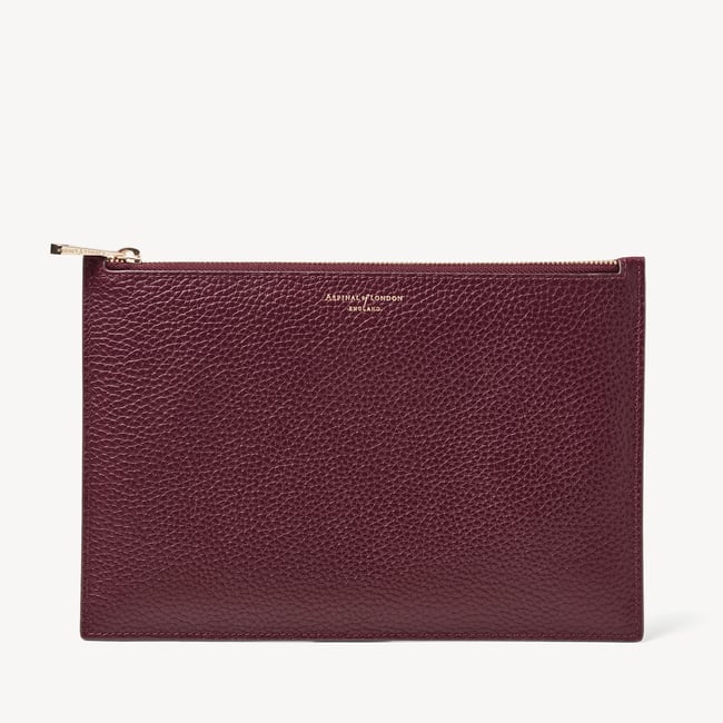 Large Essential Flat Pouch Burgundy Pebble