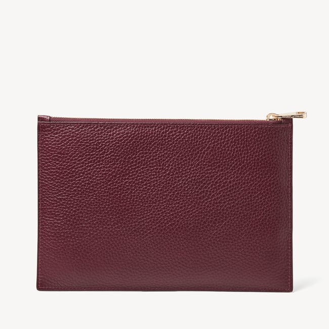 Large Essential Flat Pouch Burgundy Pebble