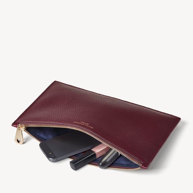 Large Essential Flat Pouch Burgundy Pebble