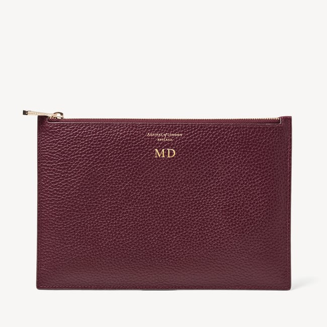 Large Essential Flat Pouch Burgundy Pebble