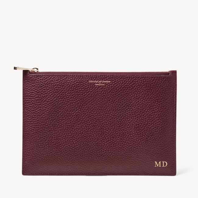 Large Essential Flat Pouch Burgundy Pebble
