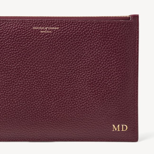 Large Essential Flat Pouch Burgundy Pebble