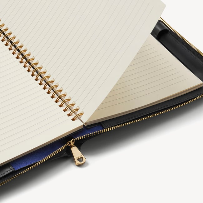 A5 Compact Organiser Padfolio Black Soft Saffiano