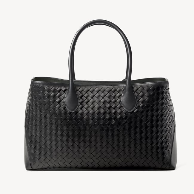London Tote Black Woven Leather