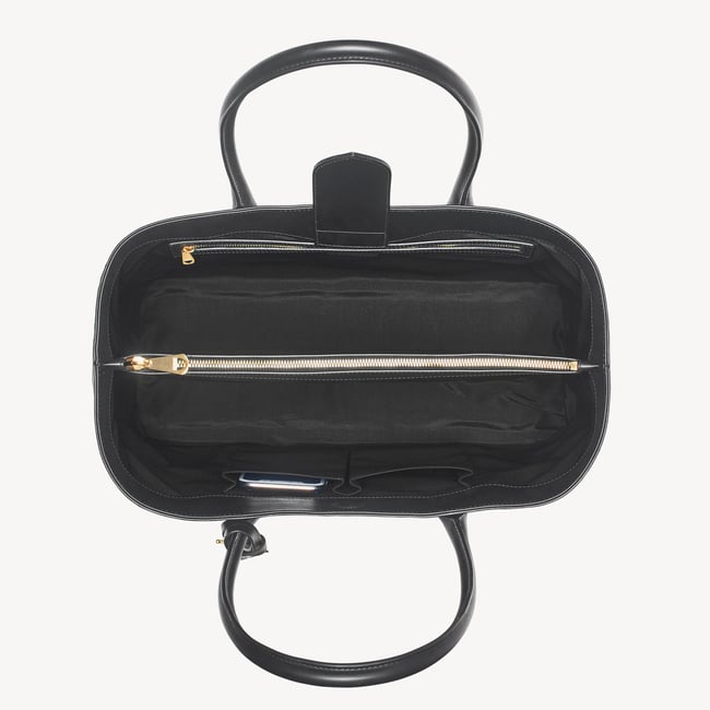London Tote Black Woven Leather