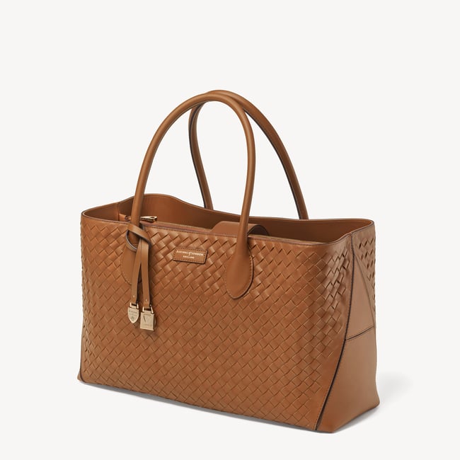London Tote Tan Woven Leather