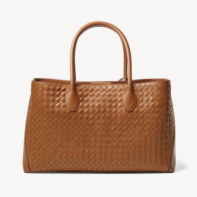 London Tote Tan Woven Leather