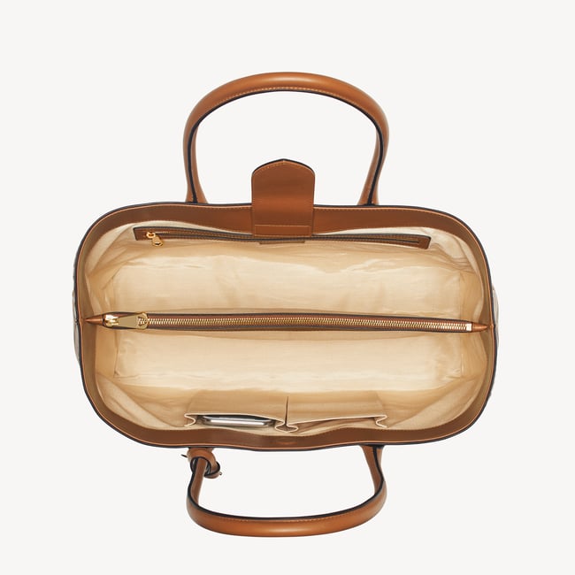 London Tote Tan Woven Leather