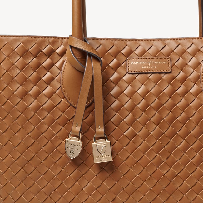 London Tote Tan Woven Leather
