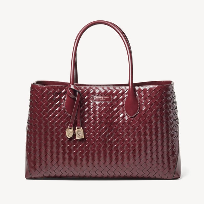 London Tote Merlot Woven Leather