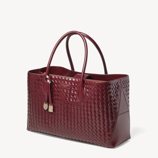 London Tote Merlot Woven Leather