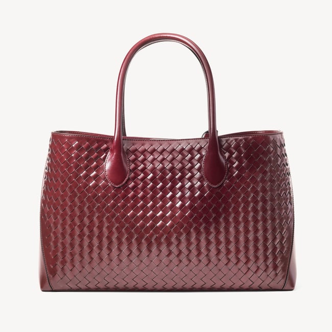 London Tote Merlot Woven Leather