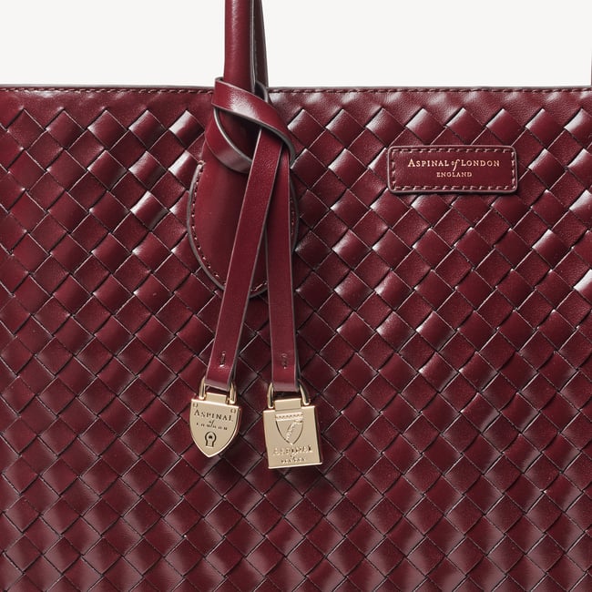 London Tote Merlot Woven Leather