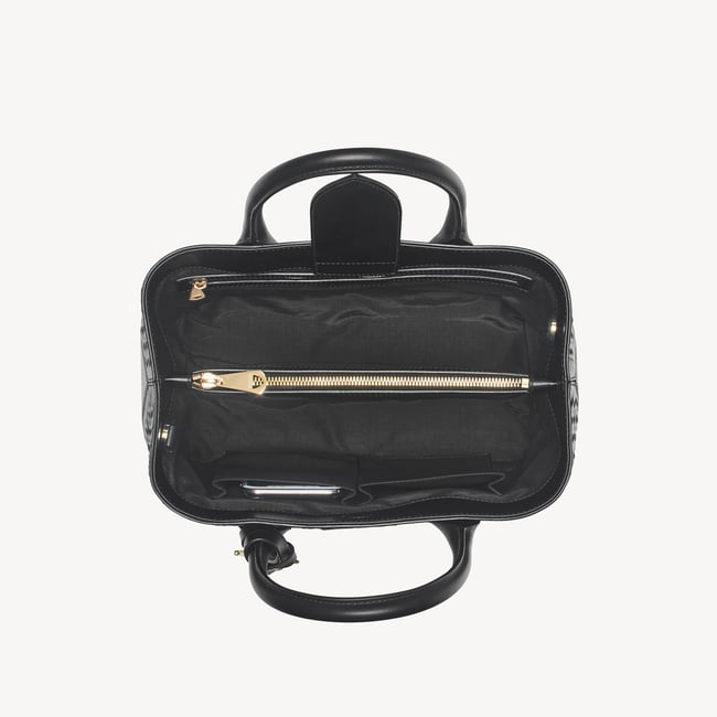 Midi London Tote Black Woven Leather