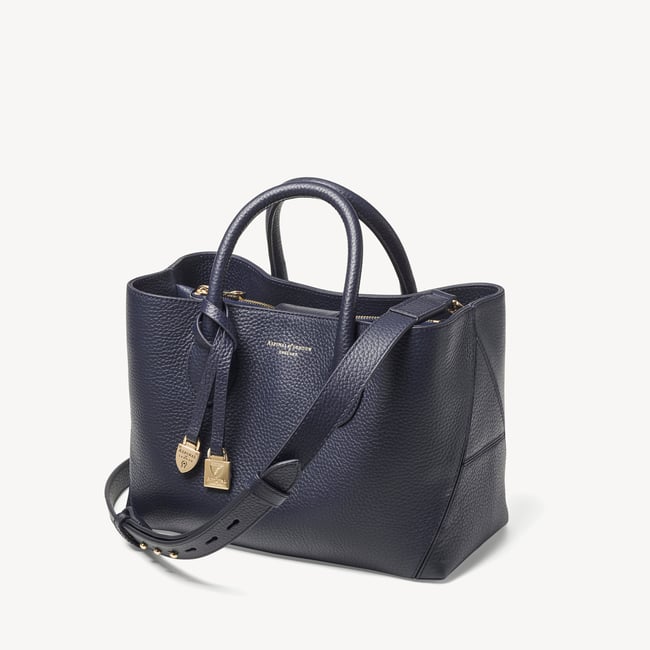 Midi London Tote Navy Pebble