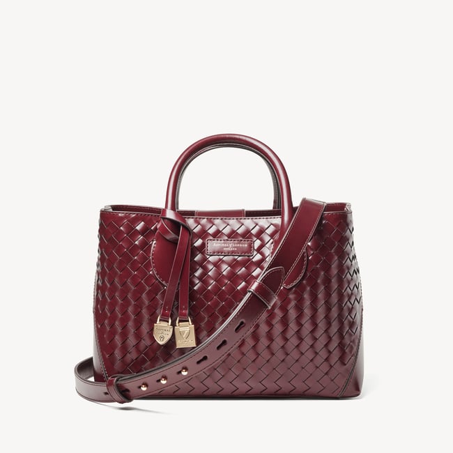 Midi London Tote Merlot Woven Leather