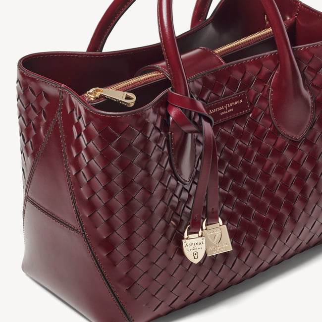Midi London Tote Merlot Woven Leather