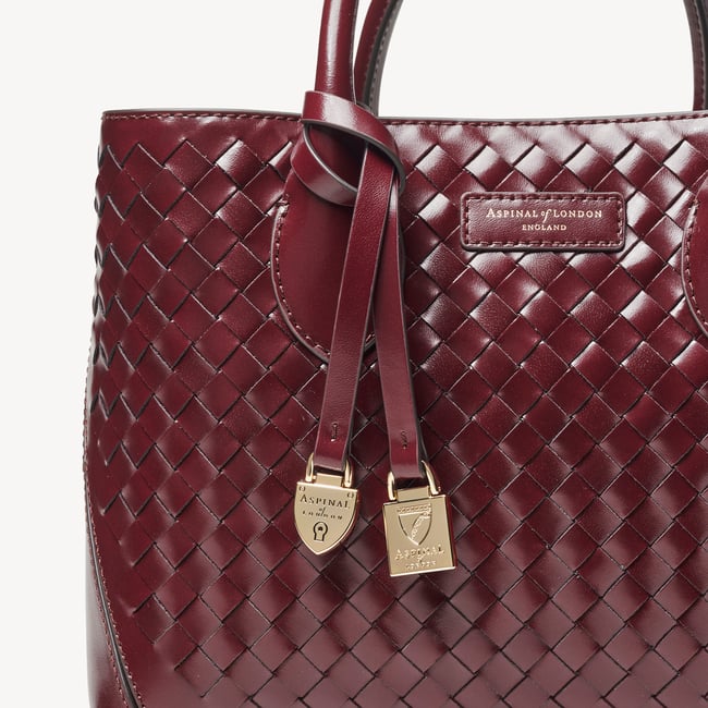 Midi London Tote Merlot Woven Leather