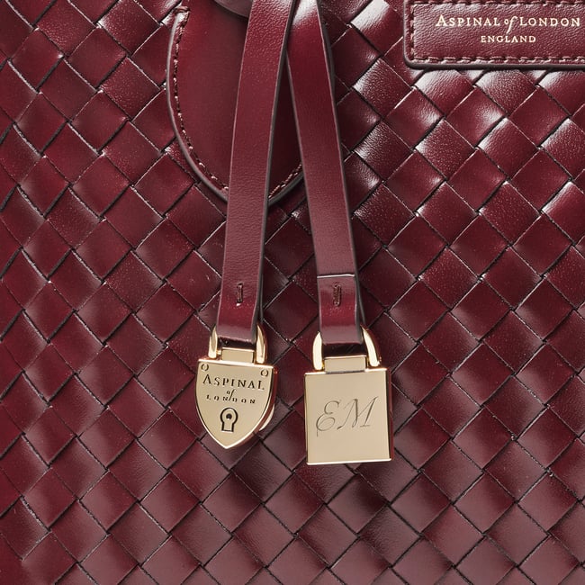 Midi London Tote Merlot Woven Leather
