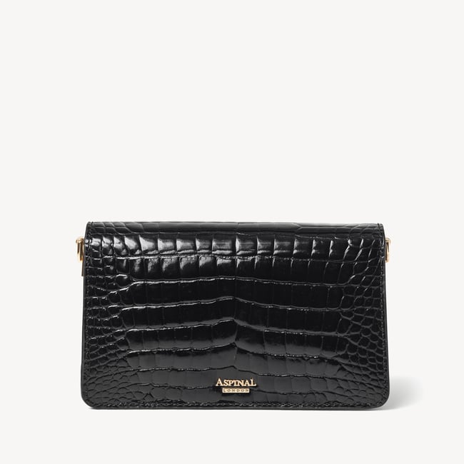 Eliza Clutch Black Patent Croc
