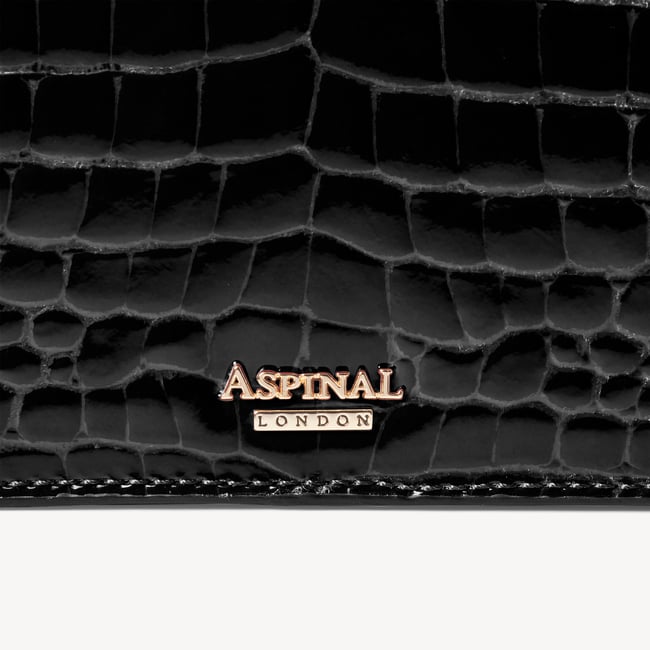 Eliza Clutch Black Patent Croc
