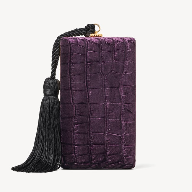 Florence Clutch Fig Velvet Croc