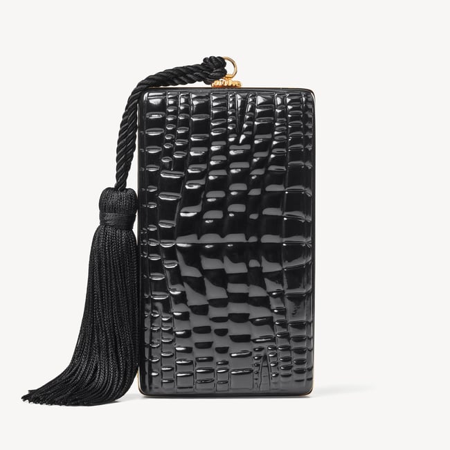 Florence Clutch Black Patent Resin Croc