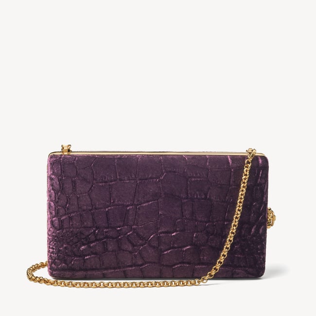 Florence Clutch Fig Velvet Croc