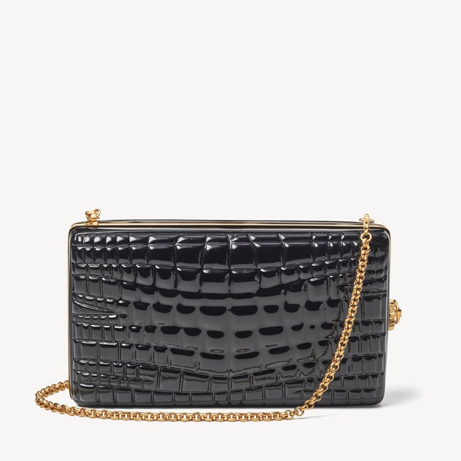 Florence Clutch Black Patent Resin Croc