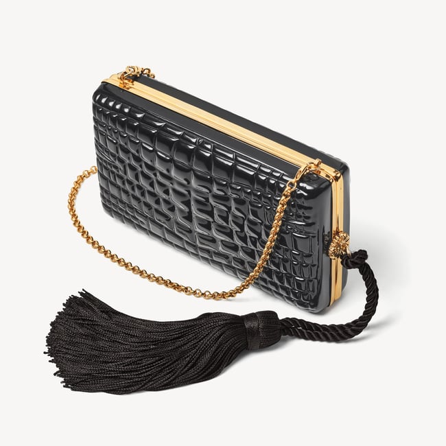 Florence Clutch Black Patent Resin Croc