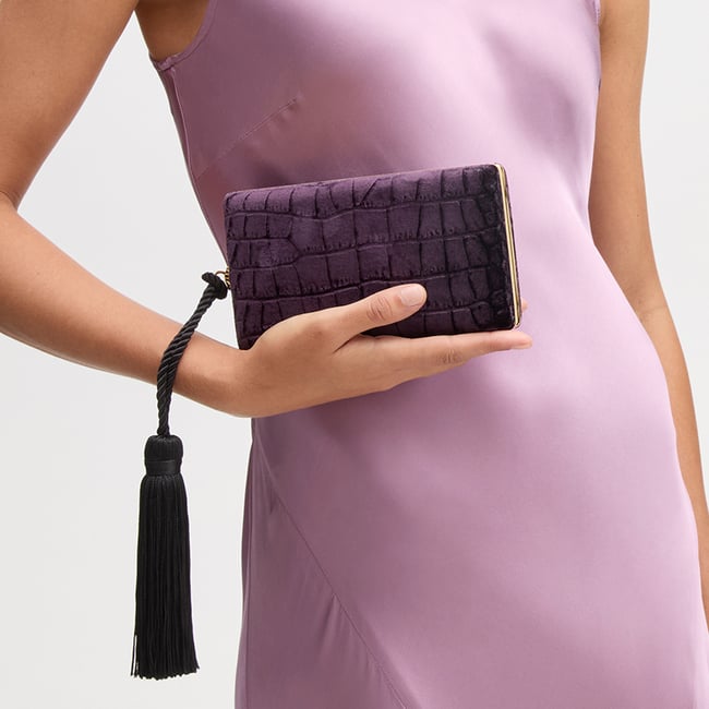 Florence Clutch Fig Velvet Croc