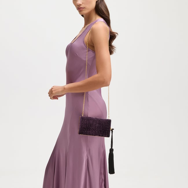 Florence Clutch Fig Velvet Croc