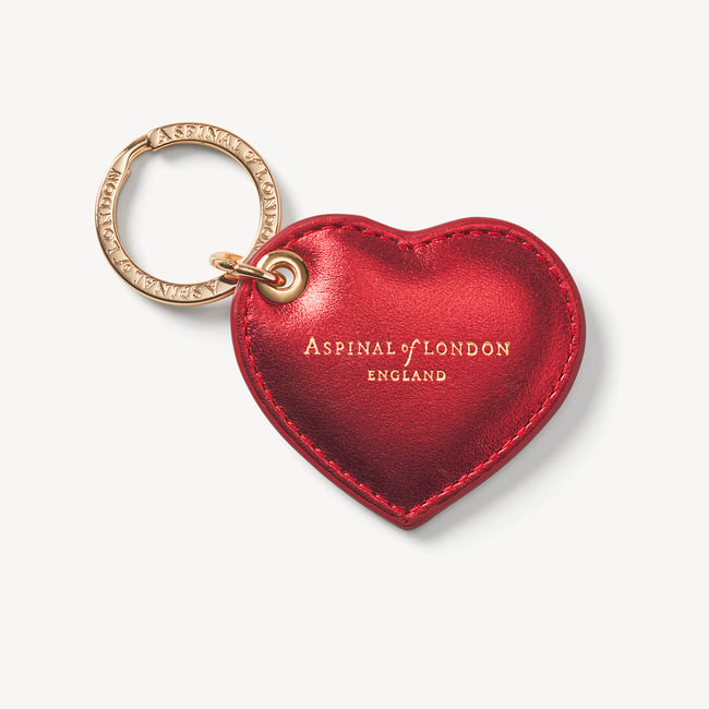 Small Heart Keyring Smooth Tinsel Red