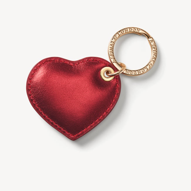 Small Heart Keyring Smooth Tinsel Red