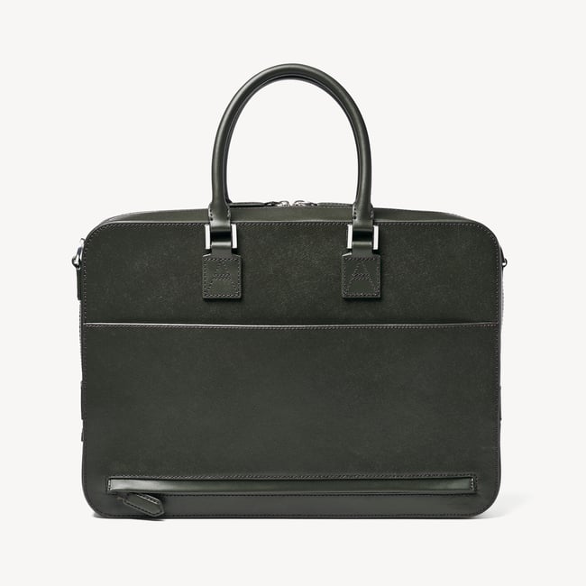Mount Street Laptop Briefcase Forest Green Saffiano