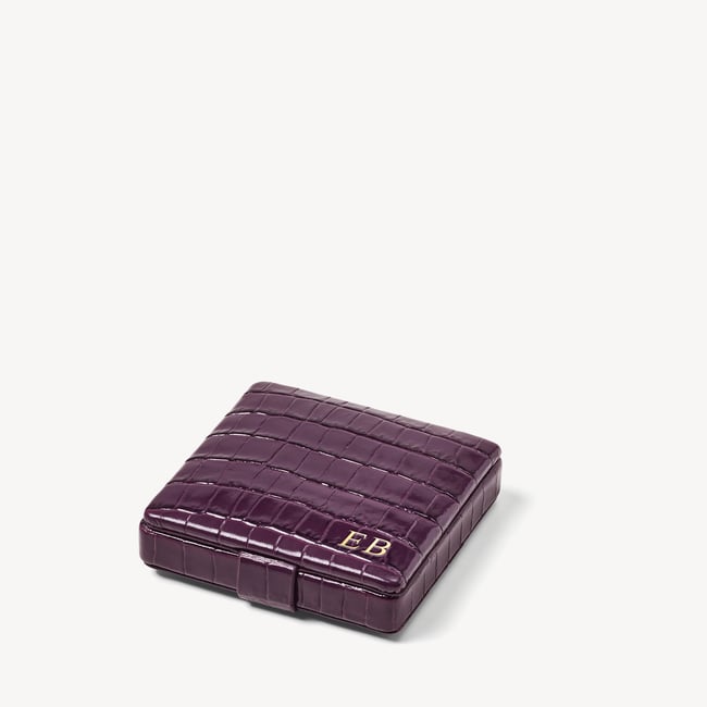 Compact Mirror Deep Shine Fig Small Croc