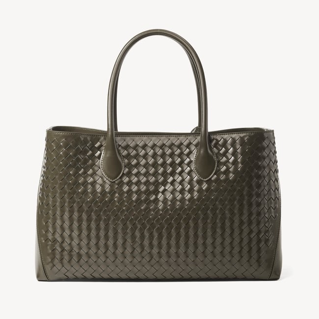 London Tote Evergreen Woven Leather