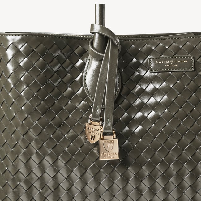 London Tote Evergreen Woven Leather