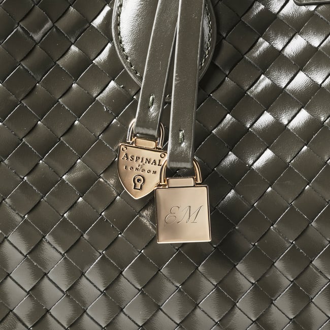 London Tote Evergreen Woven Leather