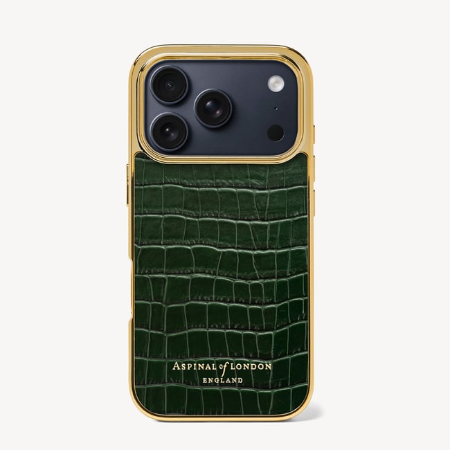 iPhone 17 Pro Case Deep Shine Evergreen Small Croc
