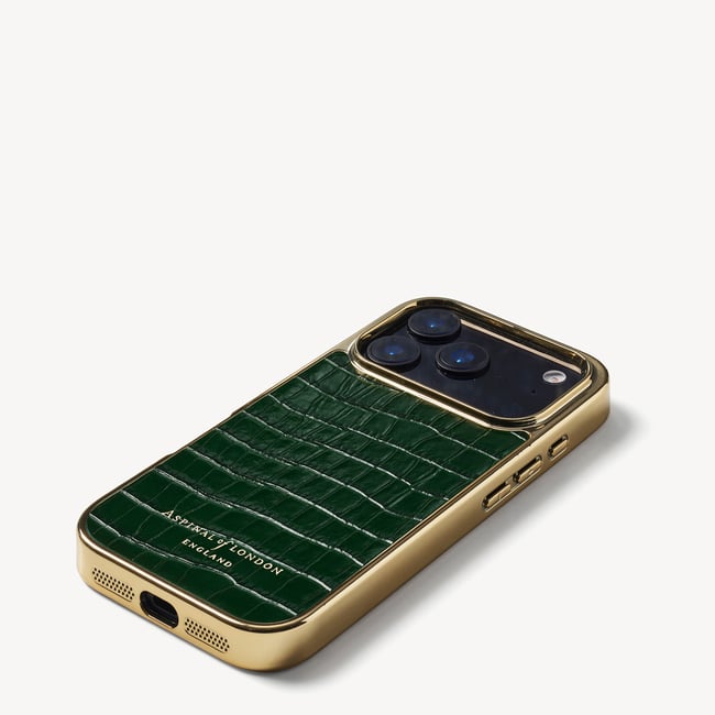 iPhone 17 Pro Case Deep Shine Evergreen Small Croc