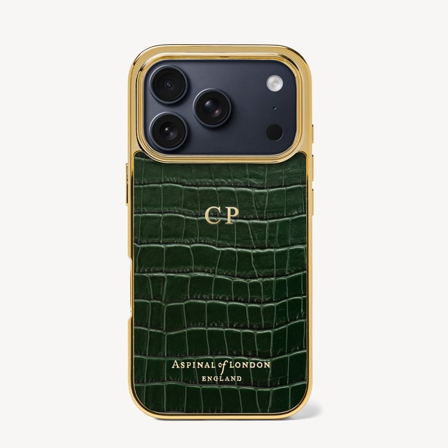 iPhone 17 Pro Case Deep Shine Evergreen Small Croc