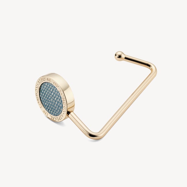 Aspinal Handbag Hook Peacock Blue Lizard